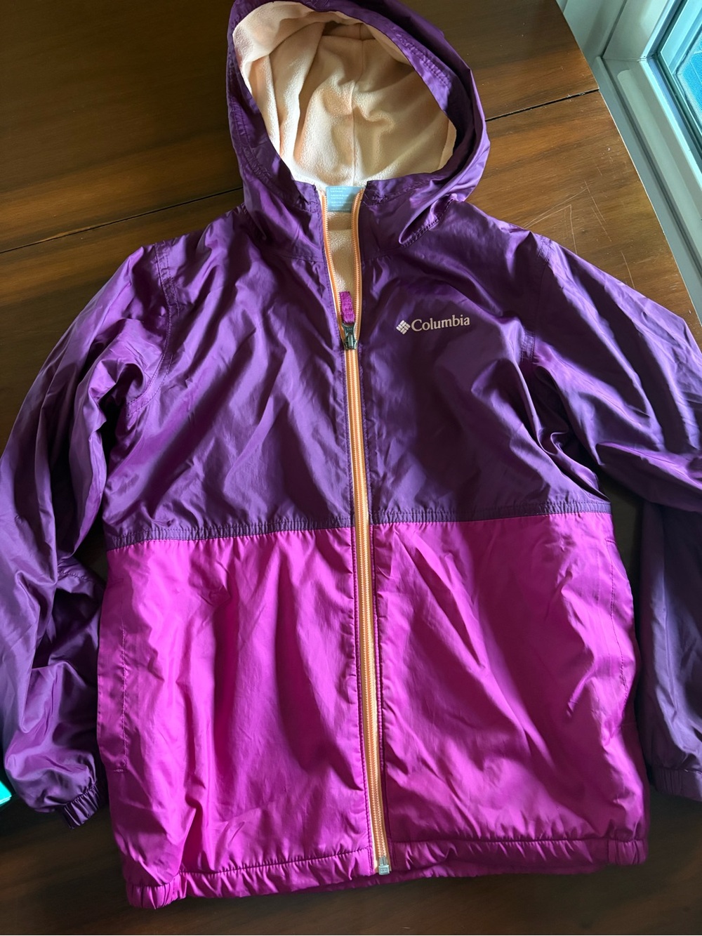 Girls Columbia fleece lined light jacket windbreaker
